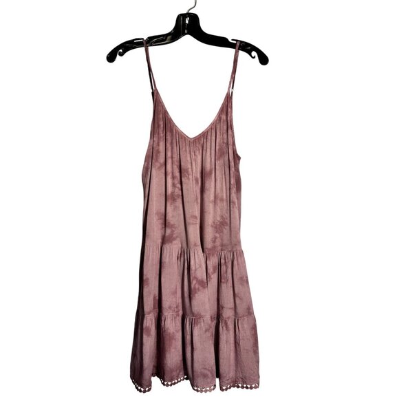 Raviya Tie-Dye Mauve Tiered Mini Dress With Adjustable Straps - Picture 1 of 10